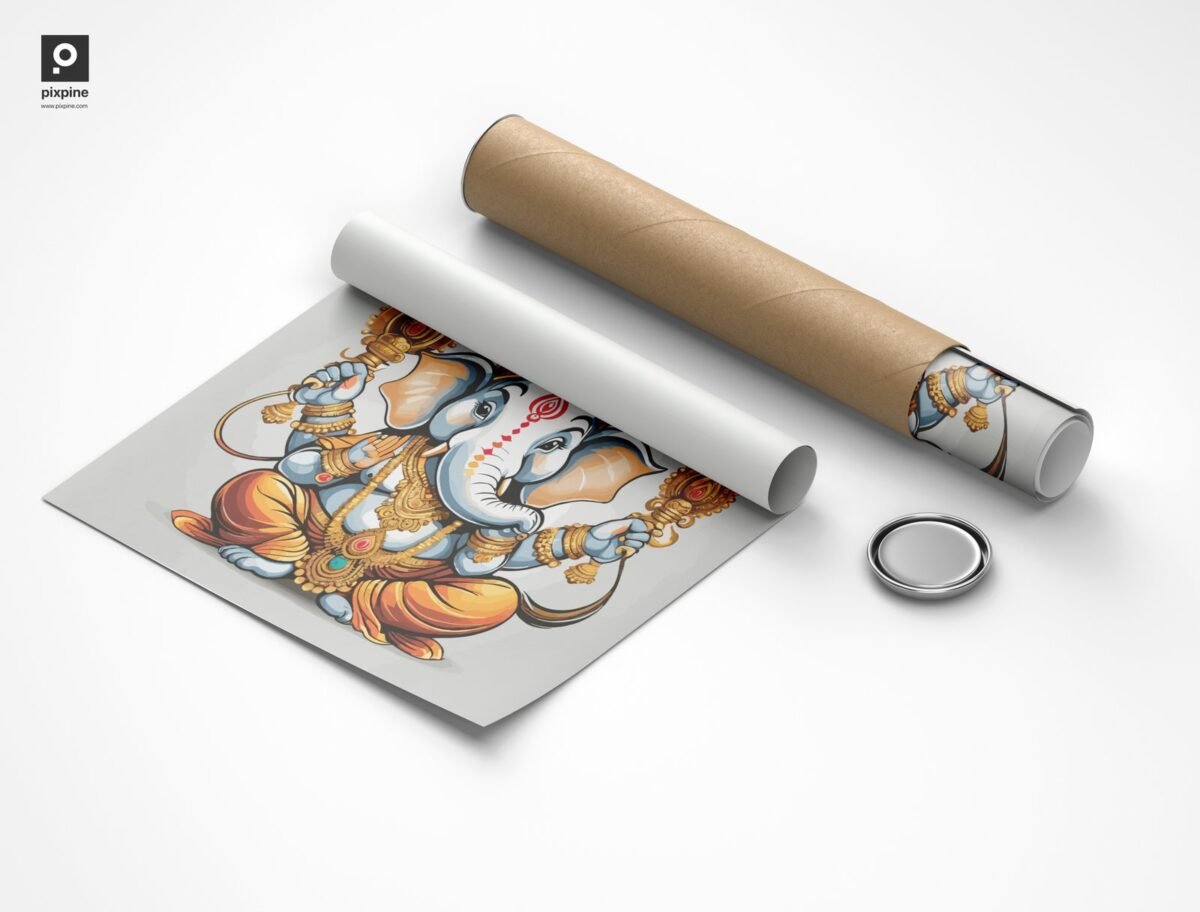 Lord Ganpati ji Sitting wall Paintings - Image 4