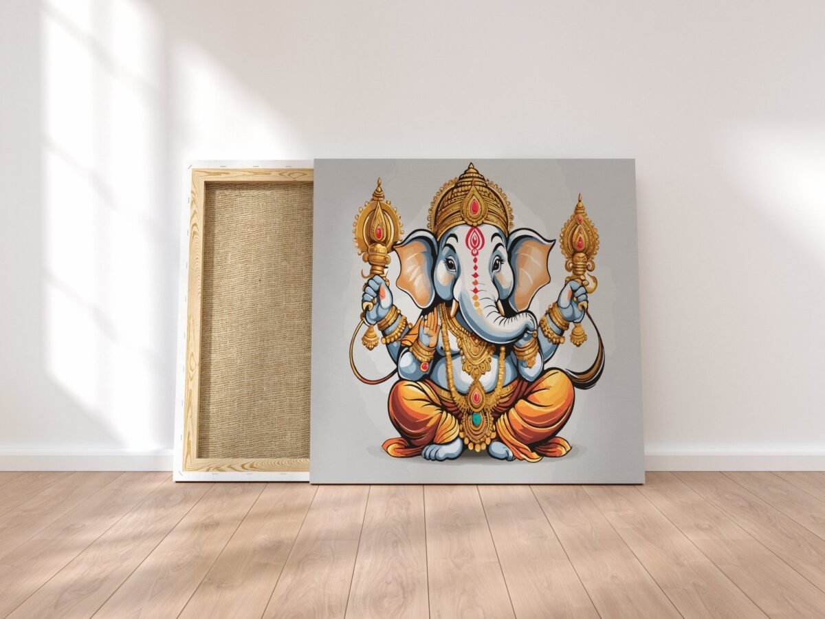 Lord Ganpati ji Sitting wall Paintings - Image 6